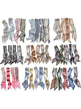Lightweight Silk Hair Scarves for Women - 4/40 Pcs Headbands & Bag Accessories